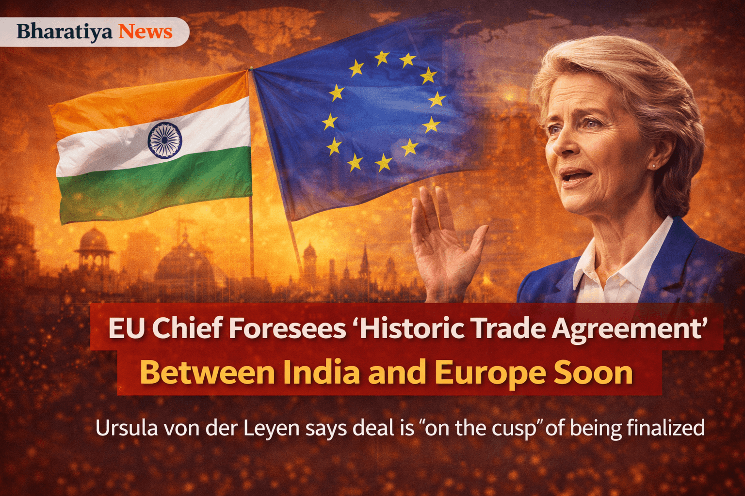 India–EU Trade Pact Nears Final Stage, European Commission Chief Calls It a “Historic Deal”