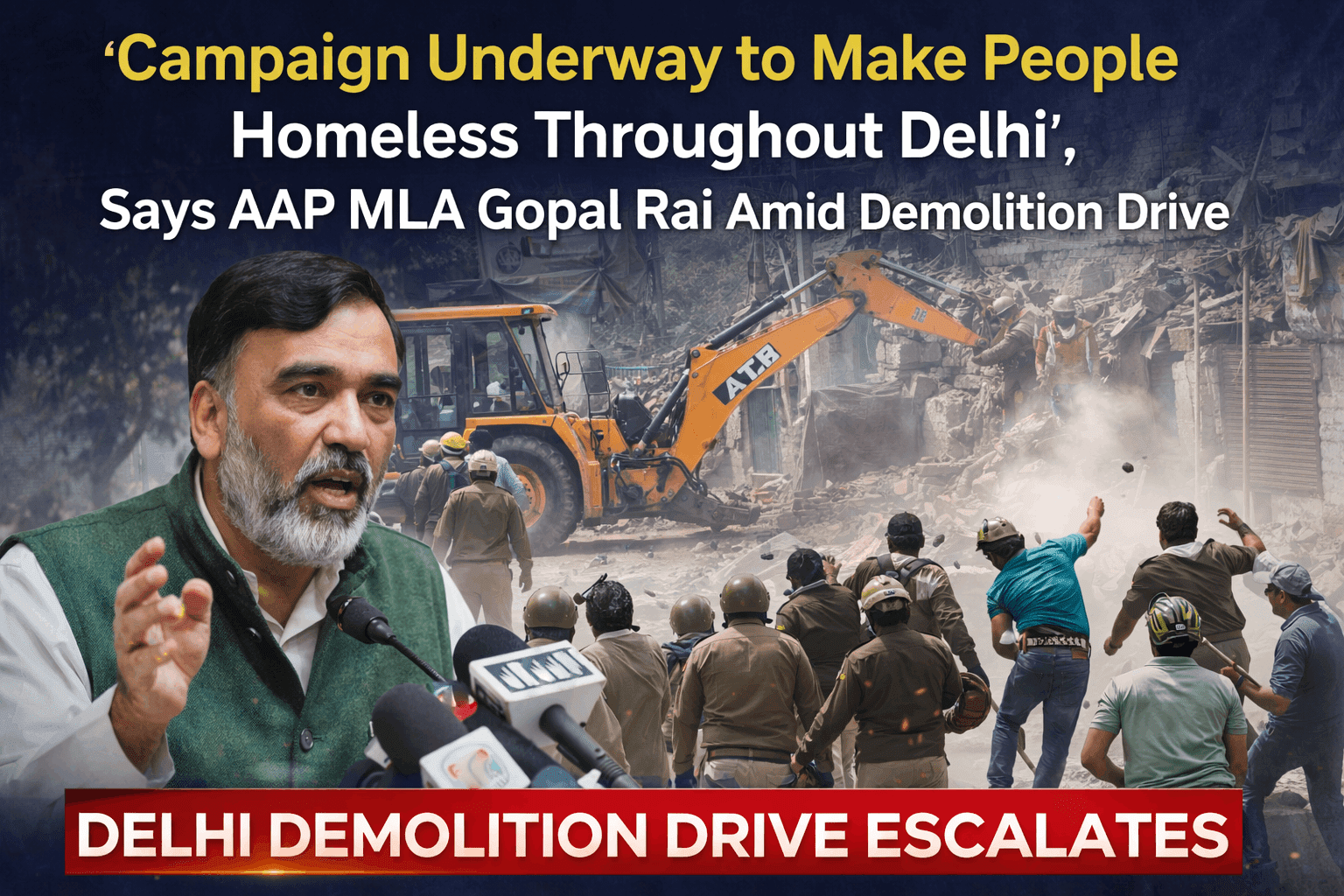 “Campaign Underway to Make People Homeless Throughout Delhi,” Says AAP MLA Gopal Rai Amid Demolition Drive