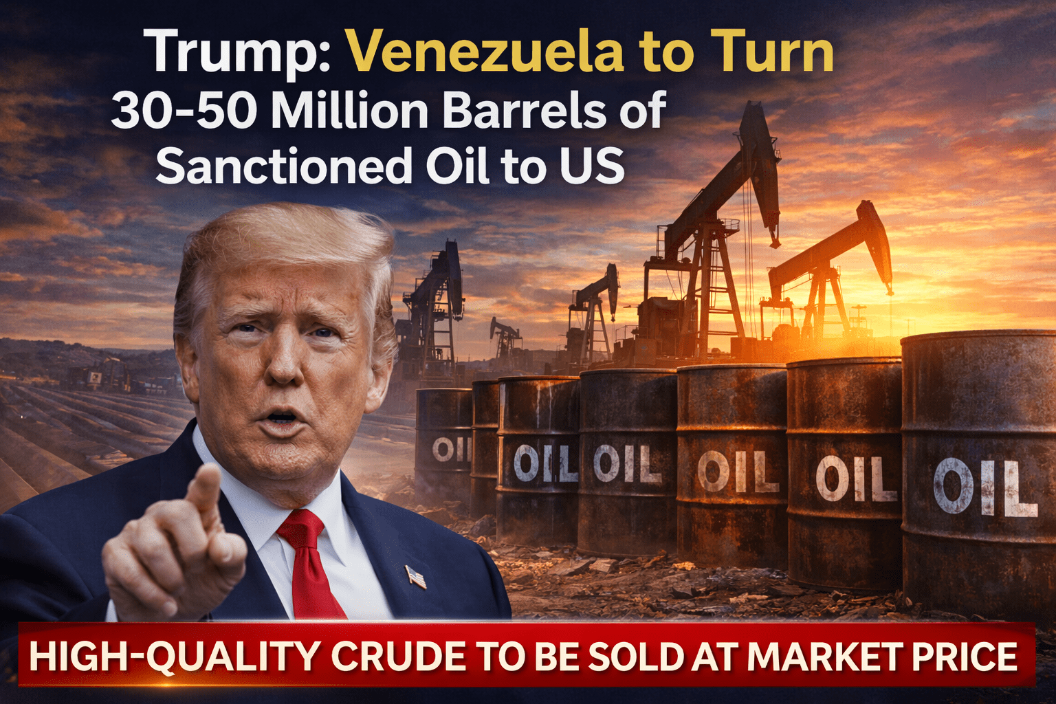 Trump Announces Venezuela to Turn Over 30–50 Million Barrels of Oil to the United States