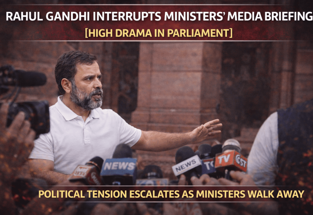 Rahul Gandhi Interrupts Ministers’ Media Briefing in Parliament; Political Sparring Intensifies