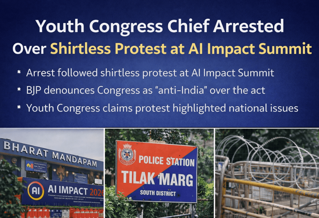 Youth Congress Chief Arrested Over Shirtless Protest at AI Impact Summit